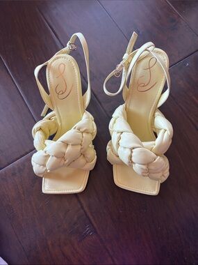 Circus by Sam Edelman Braided Strap Block Heel Sandals - Pale Yellow